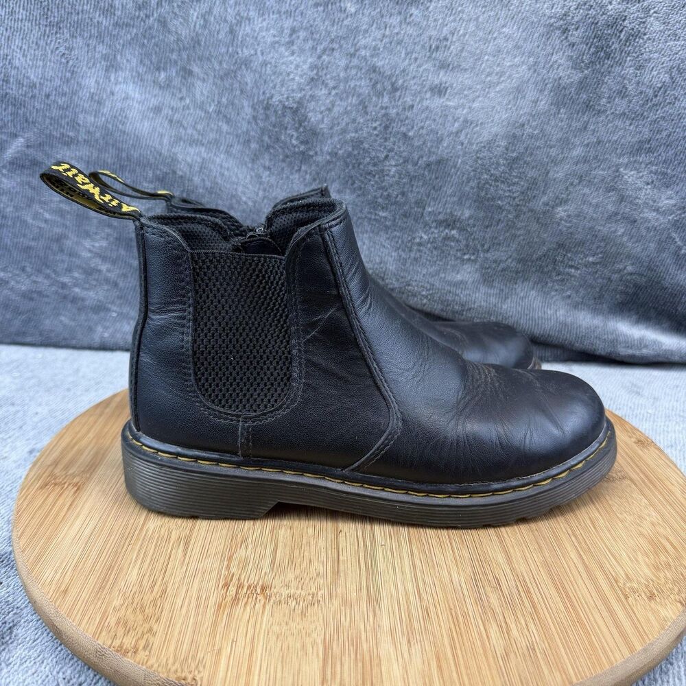 Dr Martens 2976J Boots Womens Size 5 Black Leather Chelsea Ankle Zip Booties
